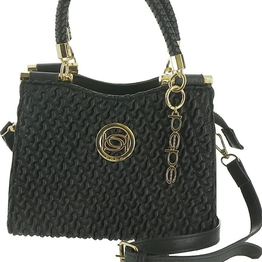 NWoT BEBE Black Satchel Crossbody Convertible Gold Black Satchel Adjustable - Picture 8 of 15